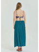 Elastic Waist Drape Detailed Petrol Plus Size Skirt 4601